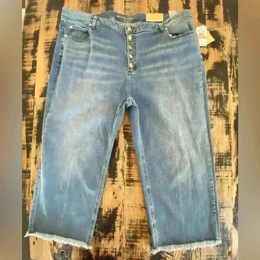 Michael Kors NWT Selma Button-Fly Cropped Flare Plus Size Jeans Women’s …